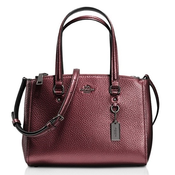 Coach Stanton Carryall 26 in Pebble Leather Metallic Burgundy 36877 - Picture 1 of 16
